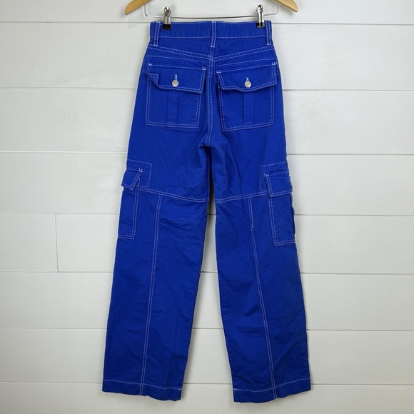 REVICE DENIM AVIATOR CARGO PANTS ELECTRIC BLUE WIDE LEG WOMEN 24 - Picture 8 of 16